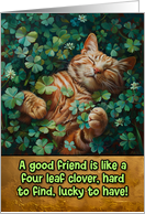 St. Patrick’s Day Ginger Cat Lucky Clover card