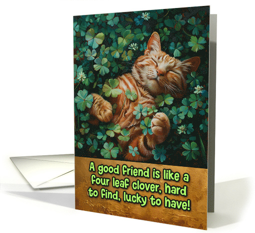 St. Patrick's Day Ginger Cat Shamrock card (1828072)