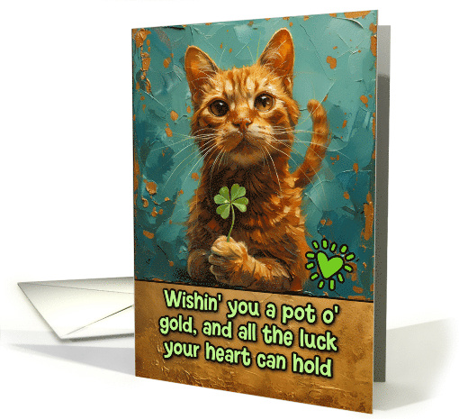 St. Patrick's Day Ginger Cat Lucky Clover card (1828110)
