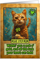 Step Mom St. Patrick’s Day Ginger Cat Lucky Clover card