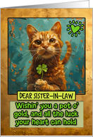 Sister in Law St. Patrick’s Day Ginger Cat Shamrock card