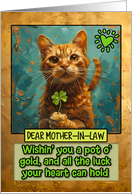 Mother in Law St. Patrick’s Day Ginger Cat Lucky Clover card