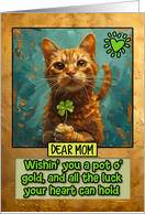 Mom St. Patrick’s Day Ginger Cat Lucky Clover card