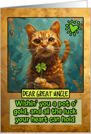 Great Uncle St. Patrick’s Day Ginger Cat Lucky Clover card