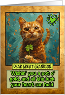 Great Grandson St. Patrick’s Day Ginger Cat Shamrock card