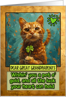 Great Grandparents St. Patrick’s Day Ginger Cat Shamrock card