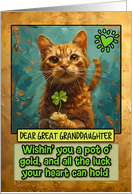 Great Granddaughter St. Patrick’s Day Ginger Cat Lucky Clover card