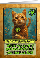 Great Granddaughter St. Patrick’s Day Ginger Cat Shamrock card
