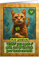 Grandson St. Patrick’s Day Ginger Cat Shamrock card