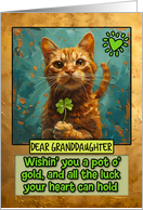 Granddaughter St. Patrick’s Day Ginger Cat Lucky Clover card