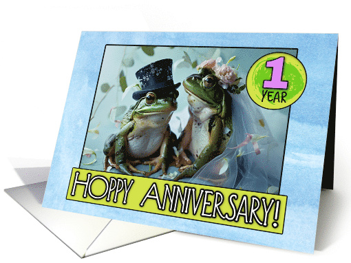 1 year Hoppy Wedding Anniversary Frog Pair card (1828396)