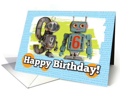 96 Years Old Happy Birthday Robots card (1828400)