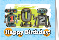 102 Years Old Happy Birthday Robots card