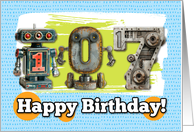 107 Years Old Happy Birthday Robots card