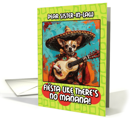 Sister in Law Cinco de Mayo Chihuahua Mariachi with Guitar card