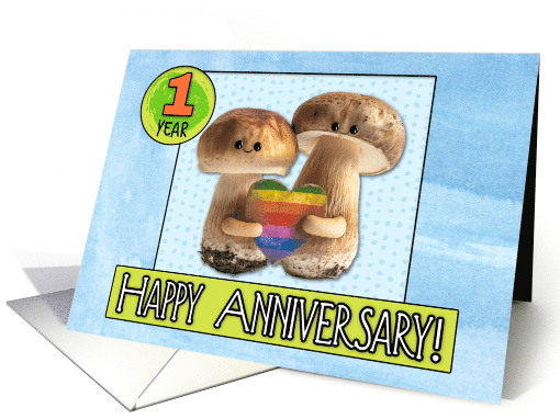 1 Year Wedding Anniversary Congrats LGBTQIA Mushrooms card (1829144)