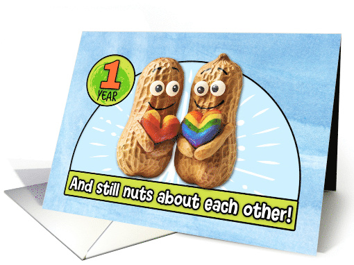 1 Year Wedding Anniversary Congrats LGBTQIA Peanuts card (1829192)