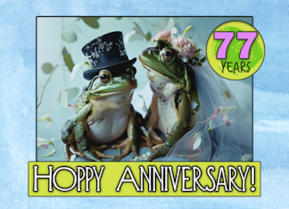 77 years Hoppy Wedding Anniversary Frog Pair