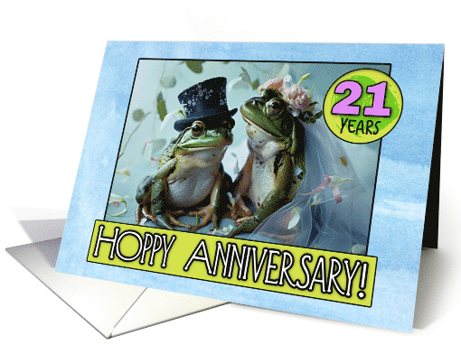 21 years Hoppy Wedding Anniversary Frog Pair card (1829328)