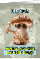 Twin Happy Birthday Thumbs Up Fungi with Sunglasses card