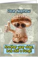 Nephew Happy Birthday Thumbs Up Fungi with Sunglasses card