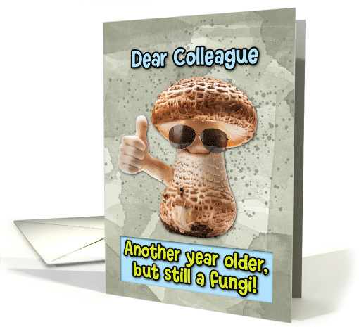 Colleague Happy Birthday Thumbs Up Fungi with Sunglasses card