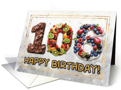 106 Years Old Happy Birthday Cake card (1831032)