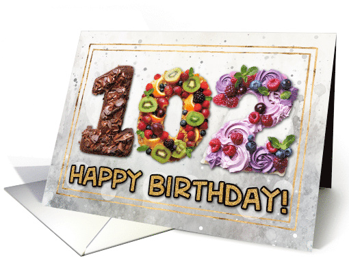 102 Years Old Happy Birthday Cake card (1831040)