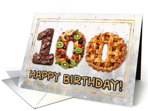 100 Years Old Happy Birthday Cake card (1831044)