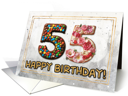 55 Years Old Happy Birthday Cake card (1831212)