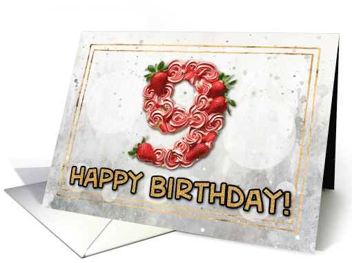 9 Years Old Happy Birthday Cake card (1831362)