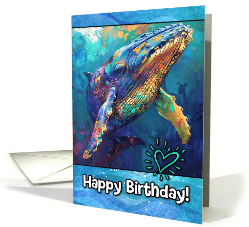 Happy Birthday LGBTQIA Rainbow Humpback Whale card (1831386)