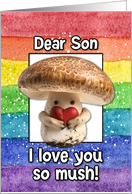 Son Happy Pride LGBTQIA Rainbow Mushroom card