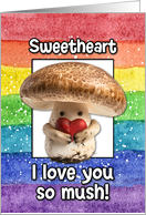 Sweetheart Happy Pride LGBTQIA Rainbow Mushroom card