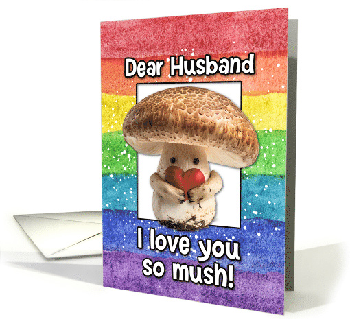 Husband Happy Pride LGBTQIA Rainbow Mushroom card (1831524)