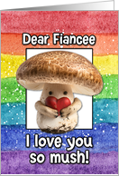 Fiancee Happy Pride LGBTQIA Rainbow Mushroom card