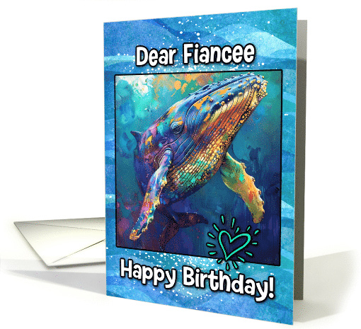 Fiancee Happy Birthday LGBTQIA Rainbow Humpback Whale card (1831604)