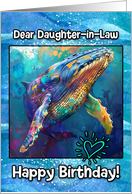 Daughter in Law Happy Birthday LGBTQIA Rainbow Humpback Whale card