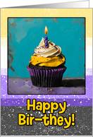Happy Birthday LGBTQIA Nonbinary Cupcake card
