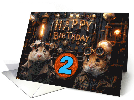 2 Years Old Happy Birthday Steampunk Hamsters card (1831718)