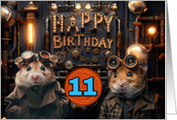 11 Years Old Happy Birthday Steampunk Hamsters card