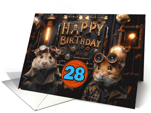 28 Years Old Happy Birthday Steampunk Hamsters card (1831782)