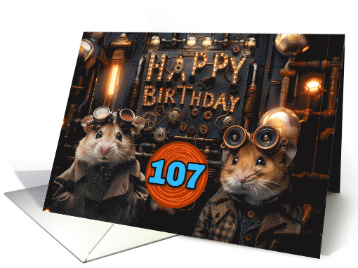107 Years Old Happy Birthday Steampunk Hamsters card (1832096)
