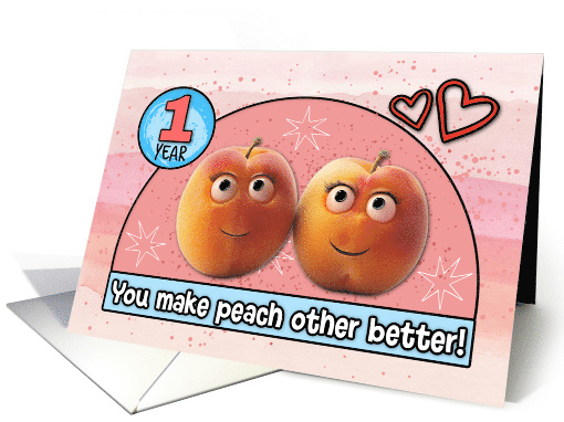 1 Year Wedding Anniversary Pair of Peaches card (1832146)