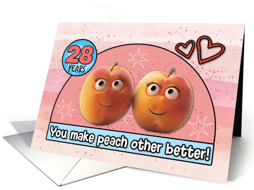 28 Year Wedding Anniversary Pair of Peaches card (1832200)