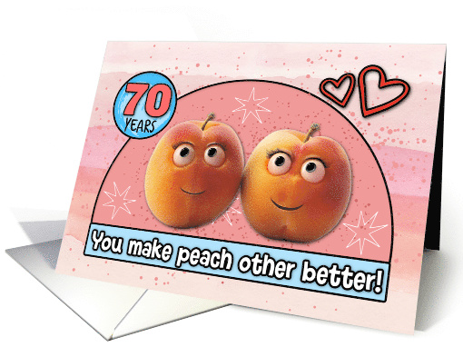 70 Year Wedding Anniversary Pair of Peaches card (1832364)