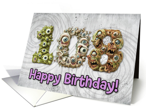 108 Years Old Happy Birthday Zombie Monsters card (1832490)