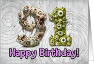 91 Years Old Happy Birthday Zombie Monsters card