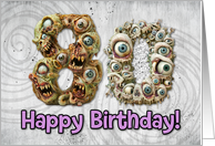 80 Years Old Happy Birthday Zombie Monsters card