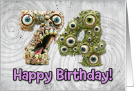 74 Years Old Happy Birthday Zombie Monsters card